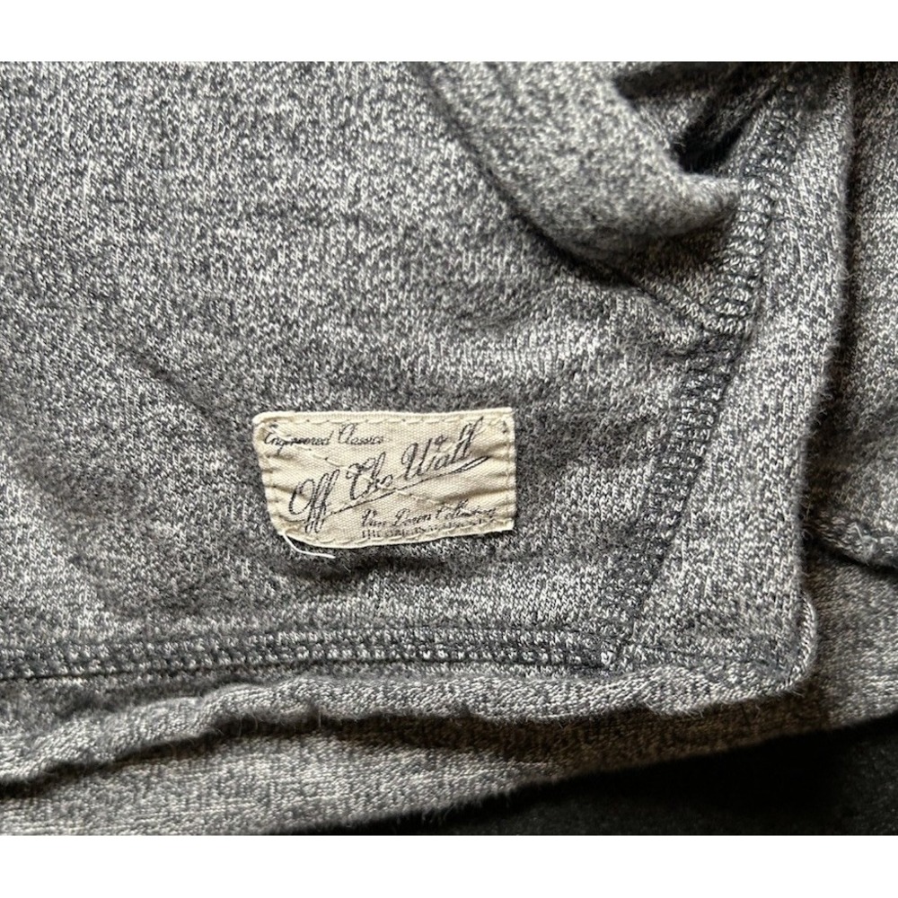 Vans Off The Wall Grey Lightweight Hoodie Unisex Sz Small Front Pocket 3 Button - Picture 3 of 6
